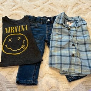 Toddler Boys Clothes Mixed Lot of Jeans and 2 Shirts Size 18M